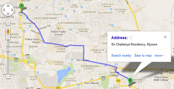 Bangalore To Sri Chaitanya Residency